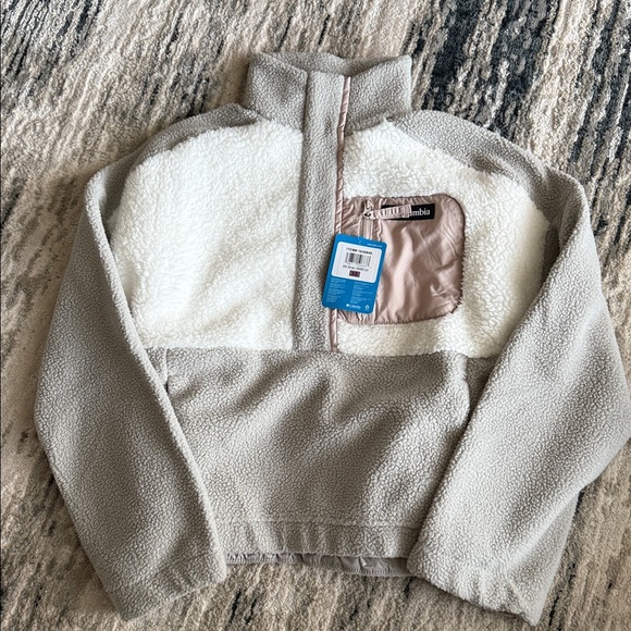 NWT Columbia Ladies' Half Snap Sherpa Fleece Pullover, Grey - Picture 4 of 7